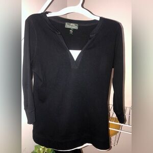 Ralph Lauren Black and white Women's Active line 3/4 sleeve Top Size Medium- EUC